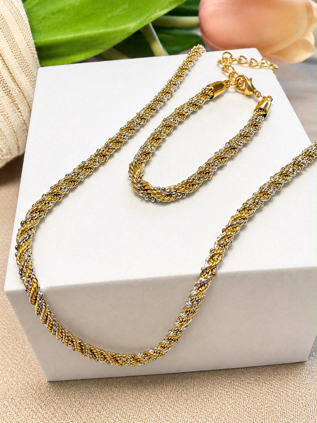 Twist Duo Necklace and Bracelet