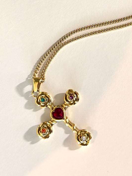 Roses and Cross Necklace