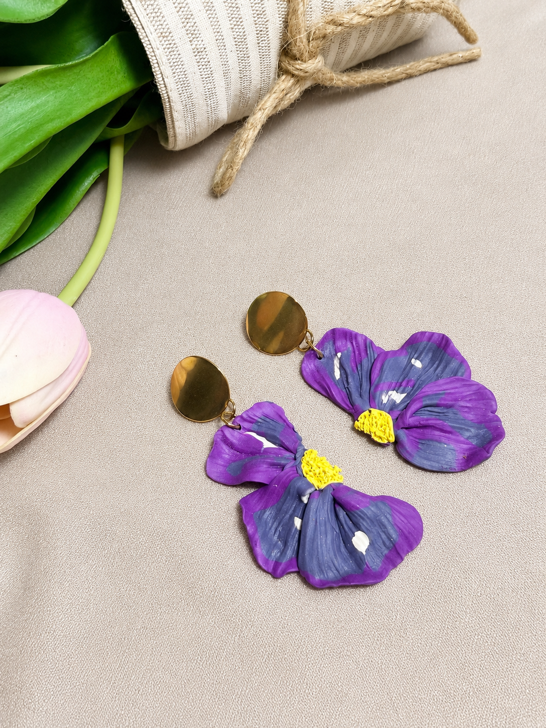 Big Lilac Flower Earring