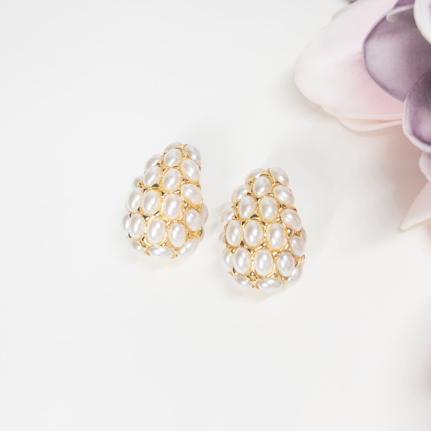 Pearls Big Teardrop Earrings