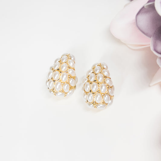 Pearls Big Teardrop Earrings