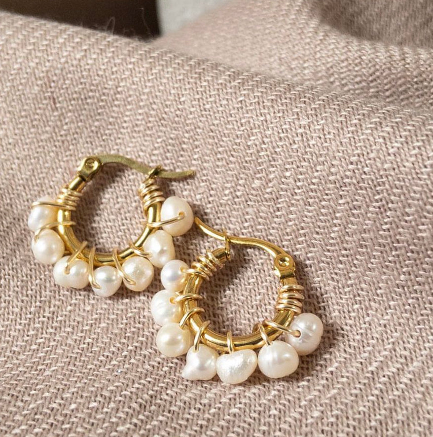 Pearls Hoops